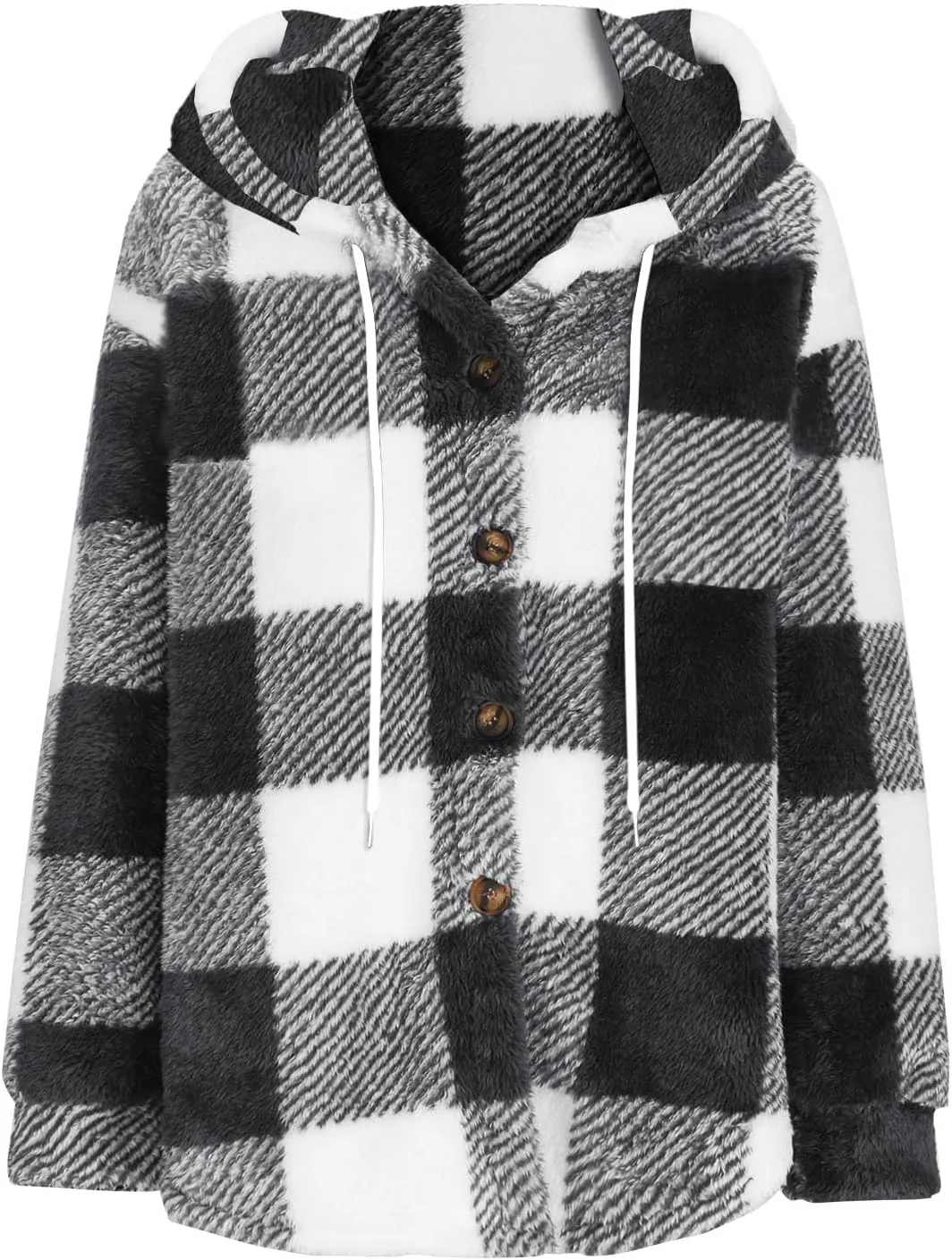 Fall Jackets for Women 2024 Plaid Shirts Casual Hoodie Jackets Long Sleeve Button Down Loose Fit Warm Winter Coats
