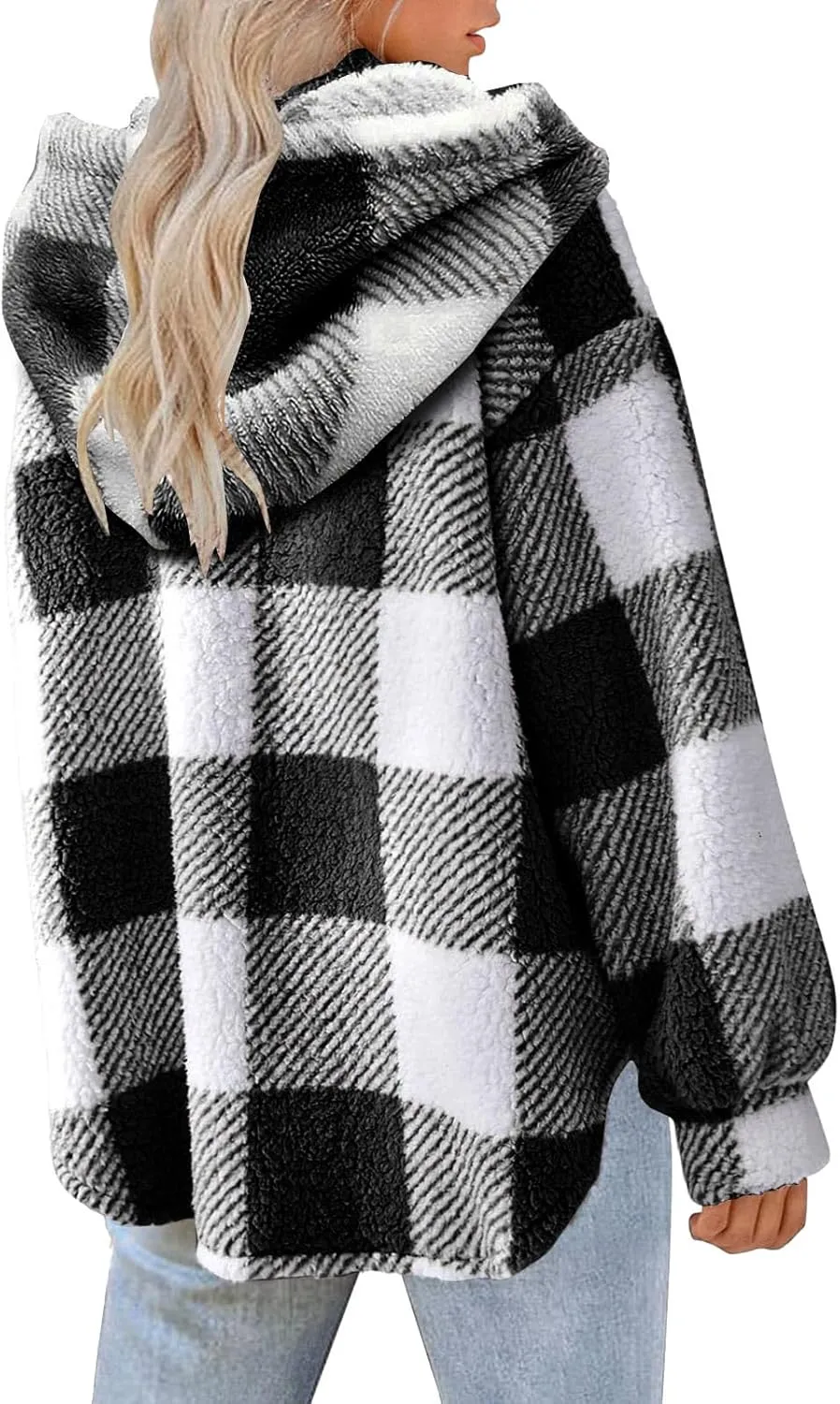 Fall Jackets for Women 2024 Plaid Shirts Casual Hoodie Jackets Long Sleeve Button Down Loose Fit Warm Winter Coats
