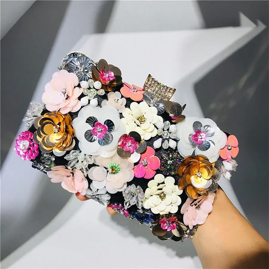 Fashion Dinner Bag Handmade Flower beaded Bag Banquet Wedding Party Bag Clutch bag Shoulder bag
