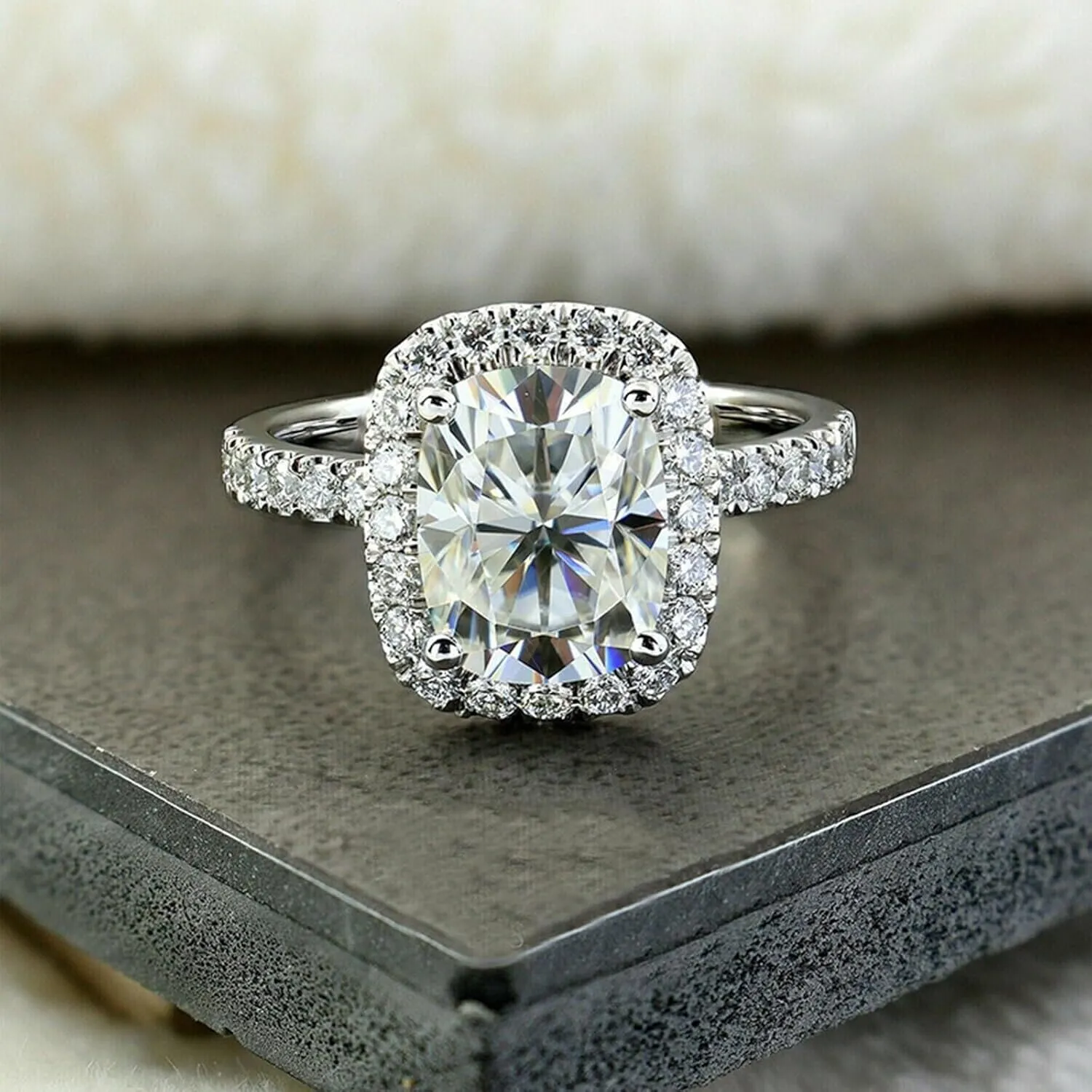 Fashion925 Silver Wedding Bands for Women, Plated Cubic Engagement Ring Promise Rings for Her