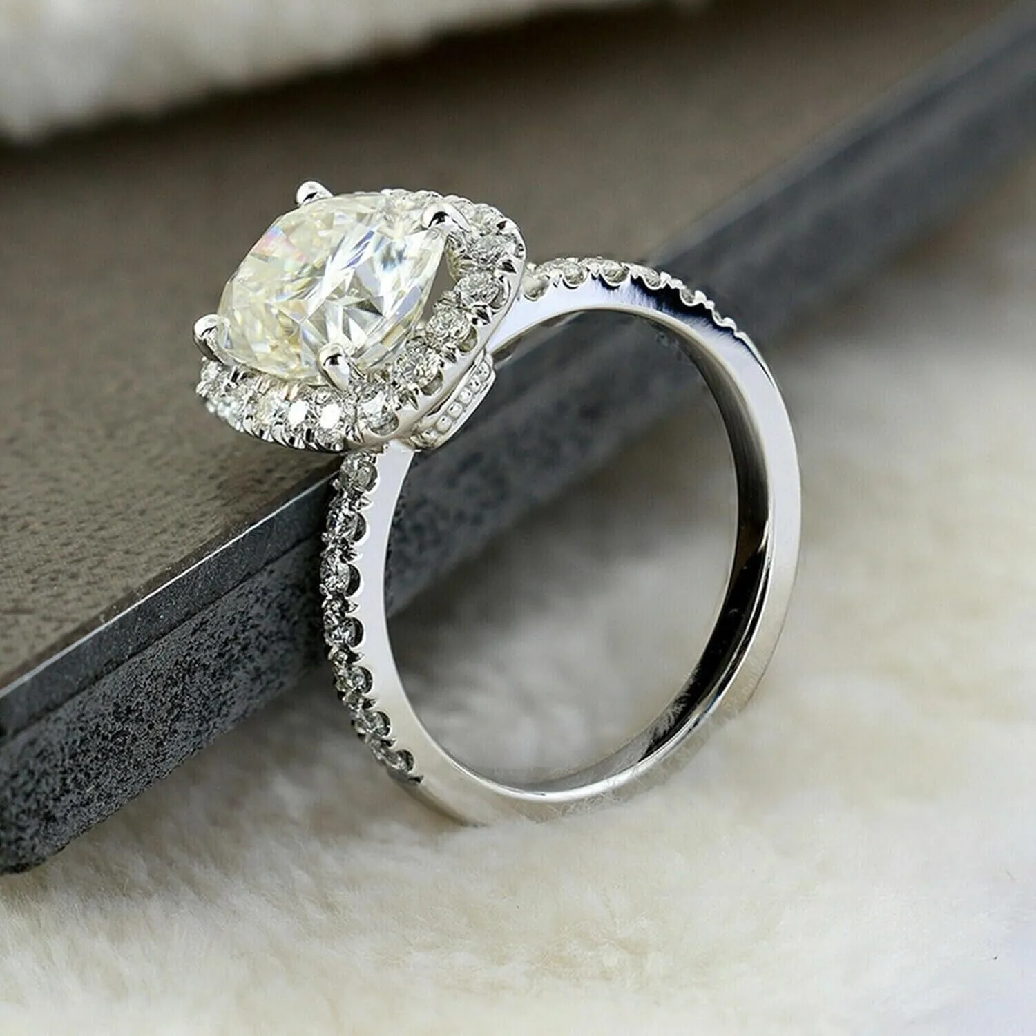 Fashion925 Silver Wedding Bands for Women, Plated Cubic Engagement Ring Promise Rings for Her
