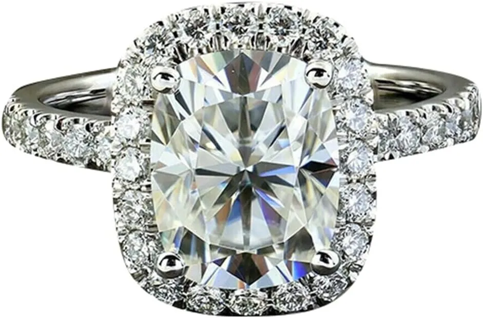 Fashion925 Silver Wedding Bands for Women, Plated Cubic Engagement Ring Promise Rings for Her