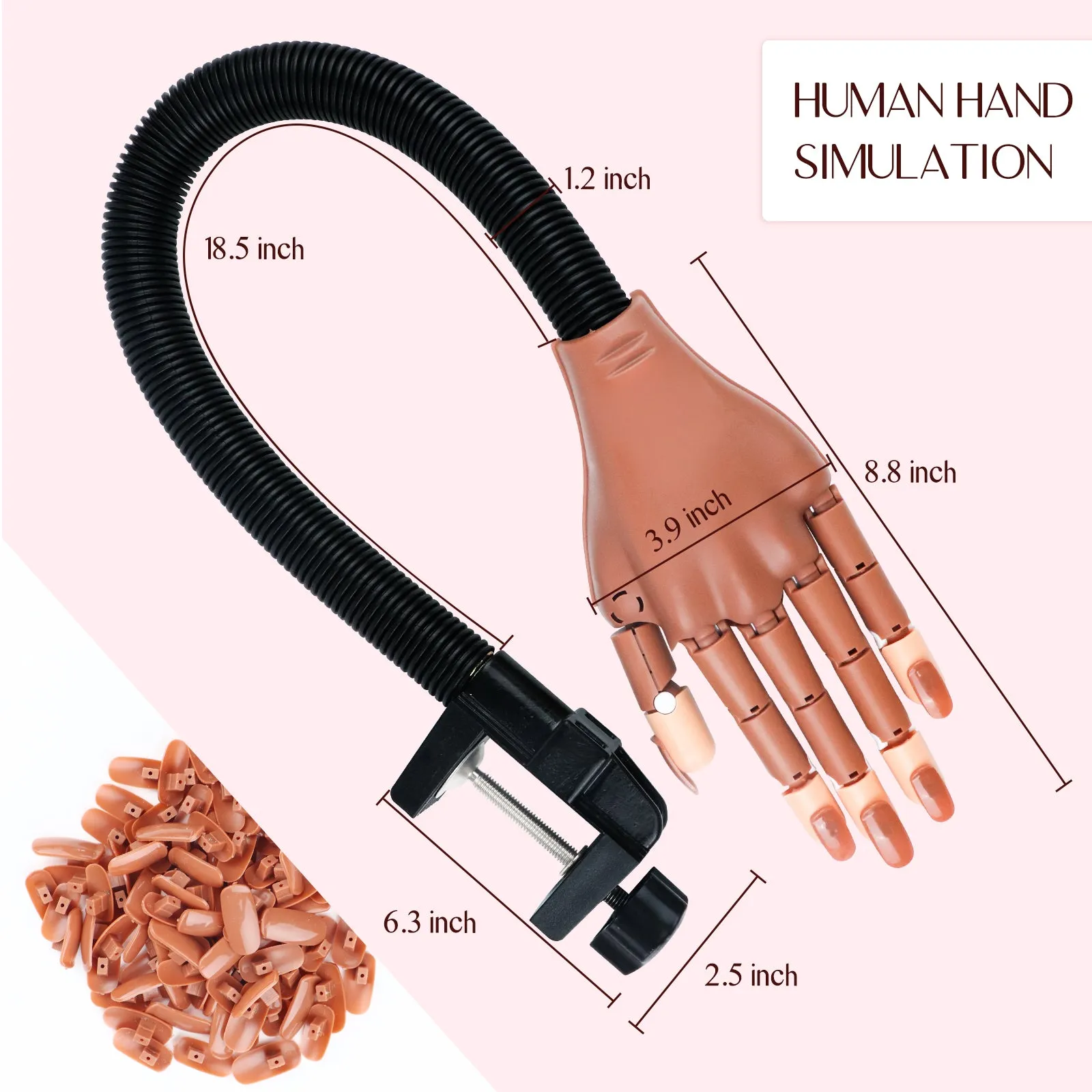 Flexible Practice Hand for Acrylic Nails - Complete Nail Kit for Beginners