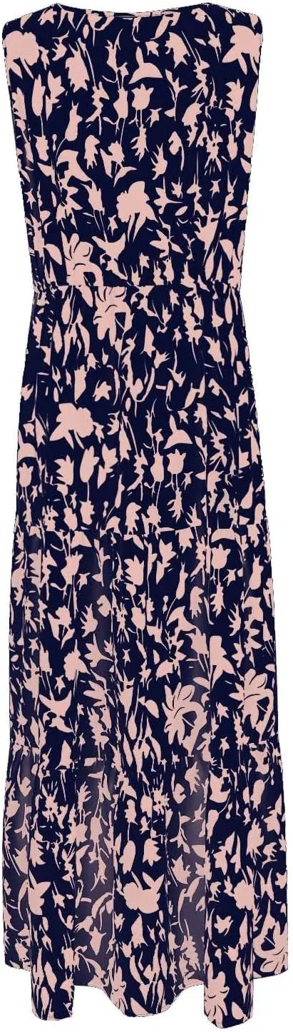 Floral Maxi Dresses for Women 2025 Flowy Sleeveless V Neck Wrap Dress Casual Summer Boho Beach Wedding Guest Dress
