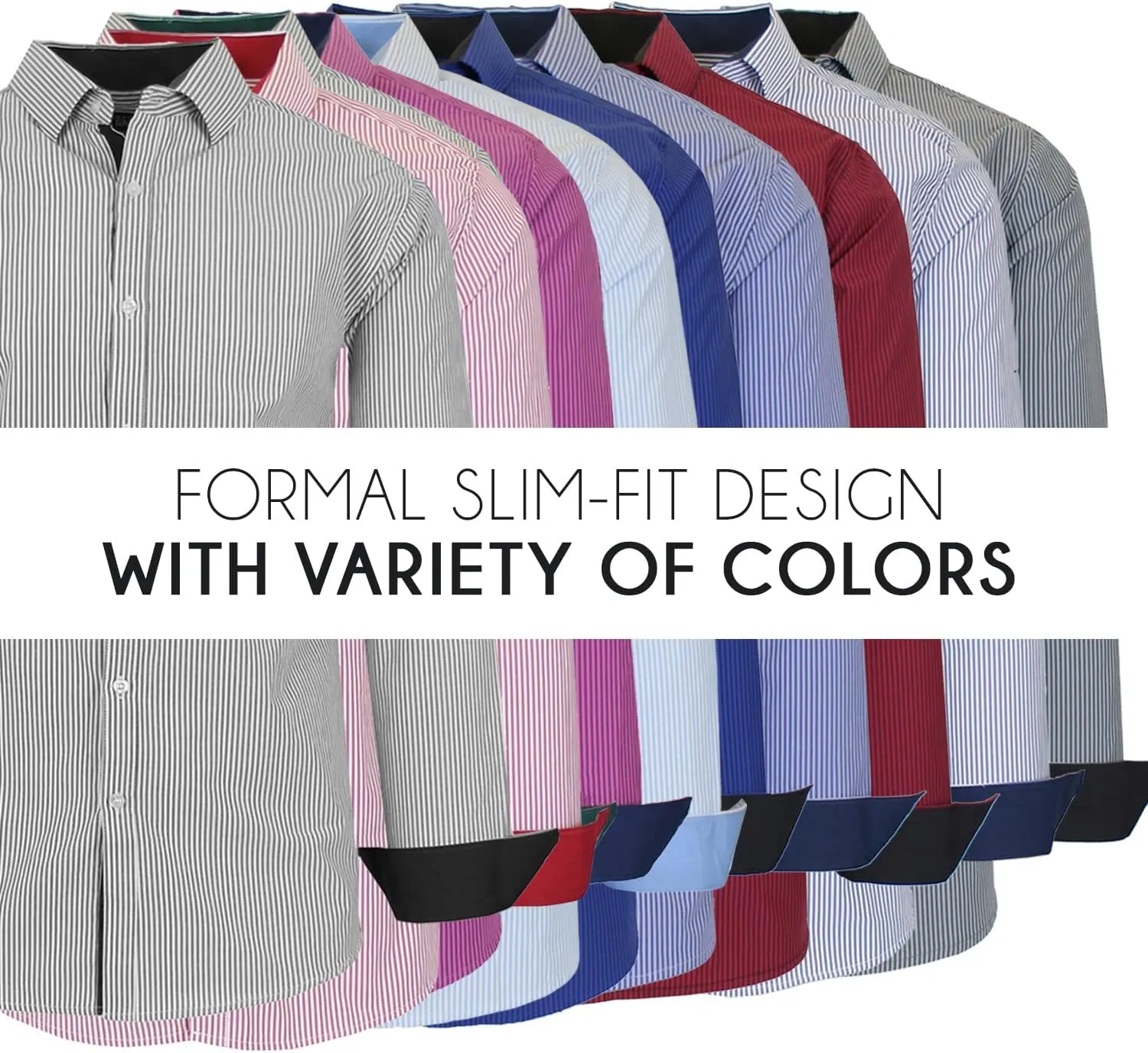 Galaxy by Harvic Men's Long Sleeve Pinstripe Dress Shirt, Cotton Polyester Slim Fit Shirt for Business Casual Outdoors(S-3XL)
