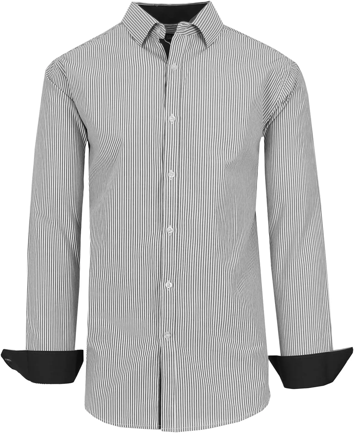 Galaxy by Harvic Men's Long Sleeve Pinstripe Dress Shirt, Cotton Polyester Slim Fit Shirt for Business Casual Outdoors(S-3XL)
