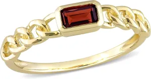 Garnet Yellow Gold Chain Link Stackable Ring, Ring Size: 7