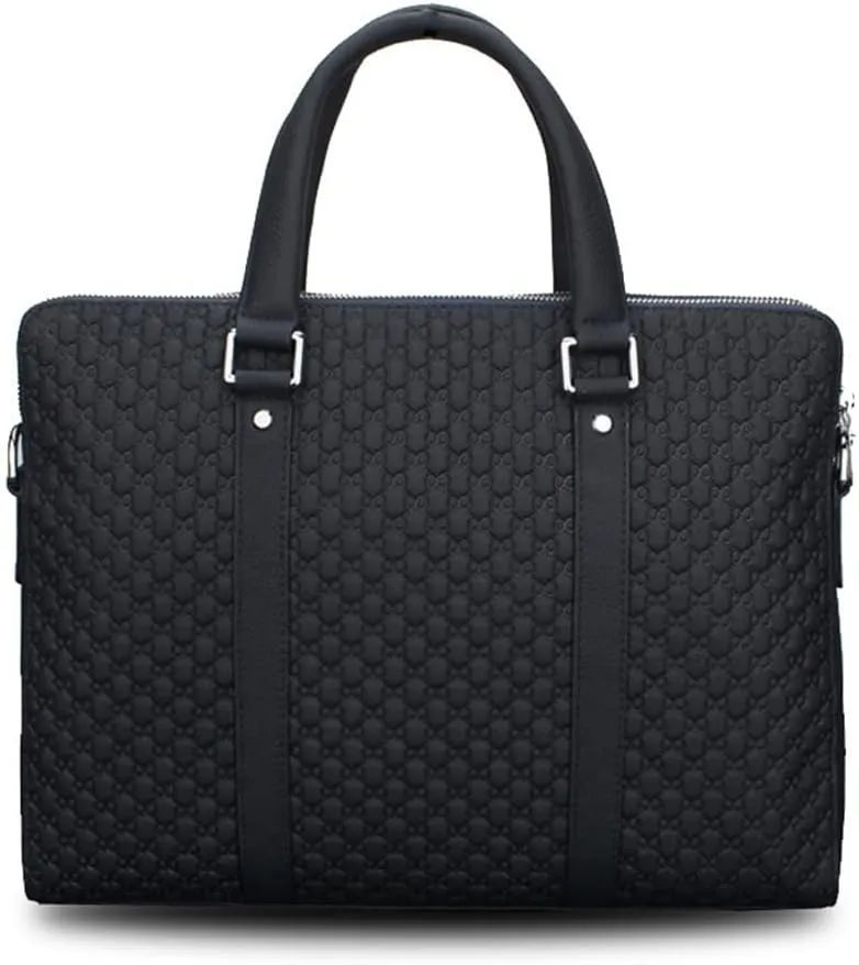 Genuine Leather Laptop Work Bag Multi Compartments Fashion Messenger Bag Sturdy File Satchel Bag for Men