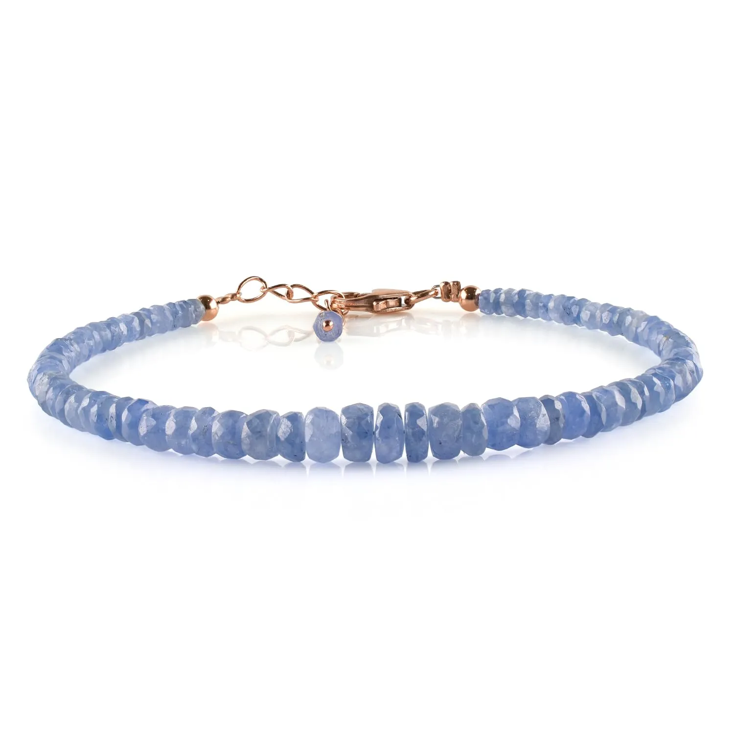 Gifts For Women Sapphire Blue Bracelets Jewelry Gold Bracelets For Women Gemstone Beads Dainty September Birthstone Crystals and Healing Stones14K Rose Gold Plated 925 Sterling Silver Chain 8 inch