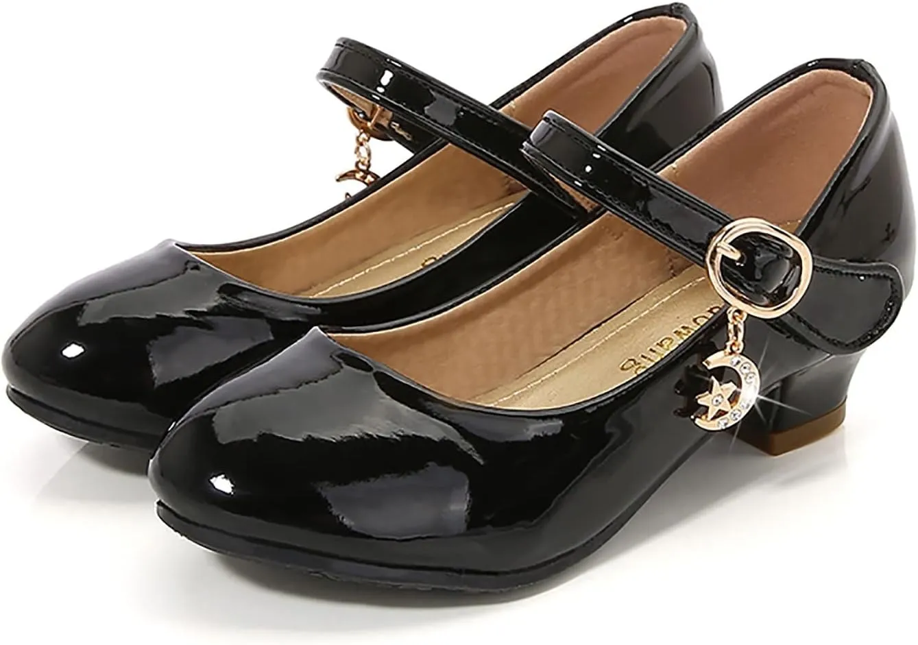 Girls Mary Jane Shoes Low Heel Dress Shoes Flower Girl School Shoes Patent Leather Shoes for Wedding Party