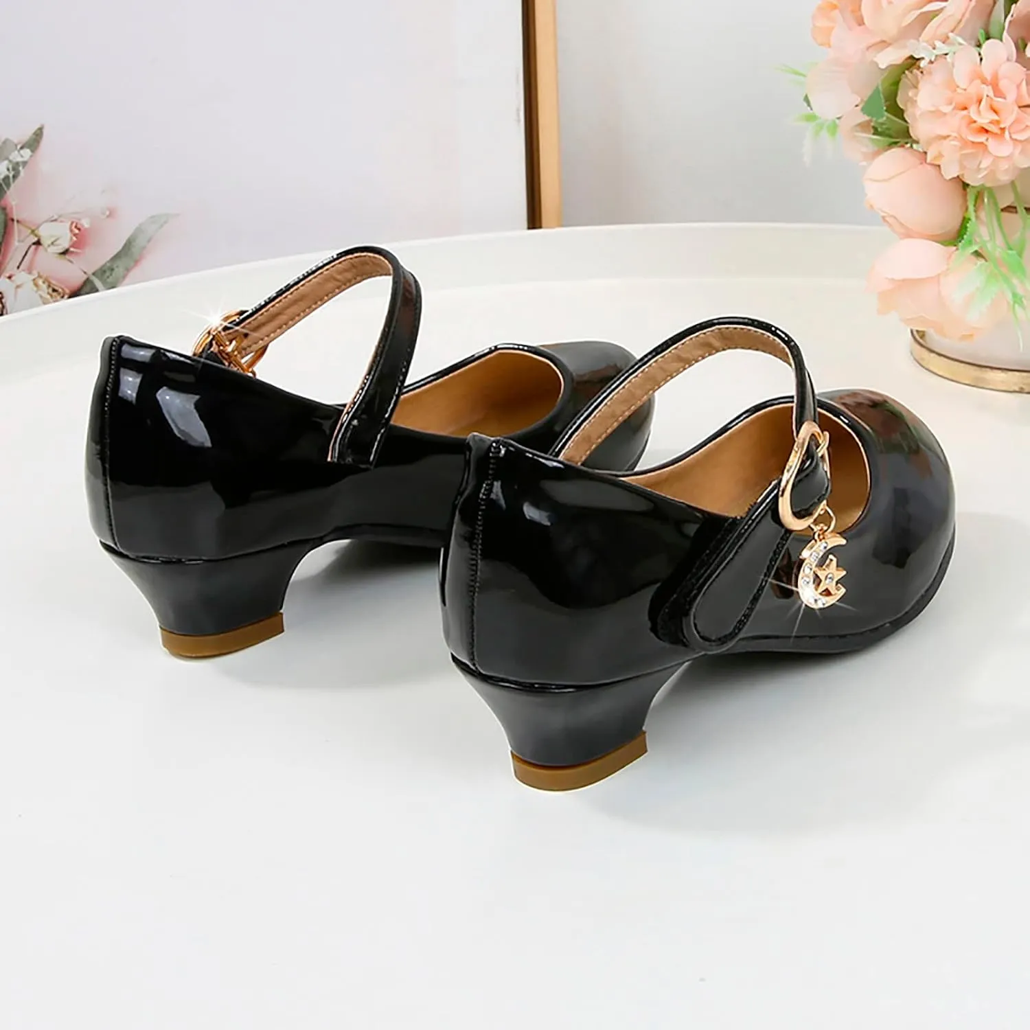 Girls Mary Jane Shoes Low Heel Dress Shoes Flower Girl School Shoes Patent Leather Shoes for Wedding Party