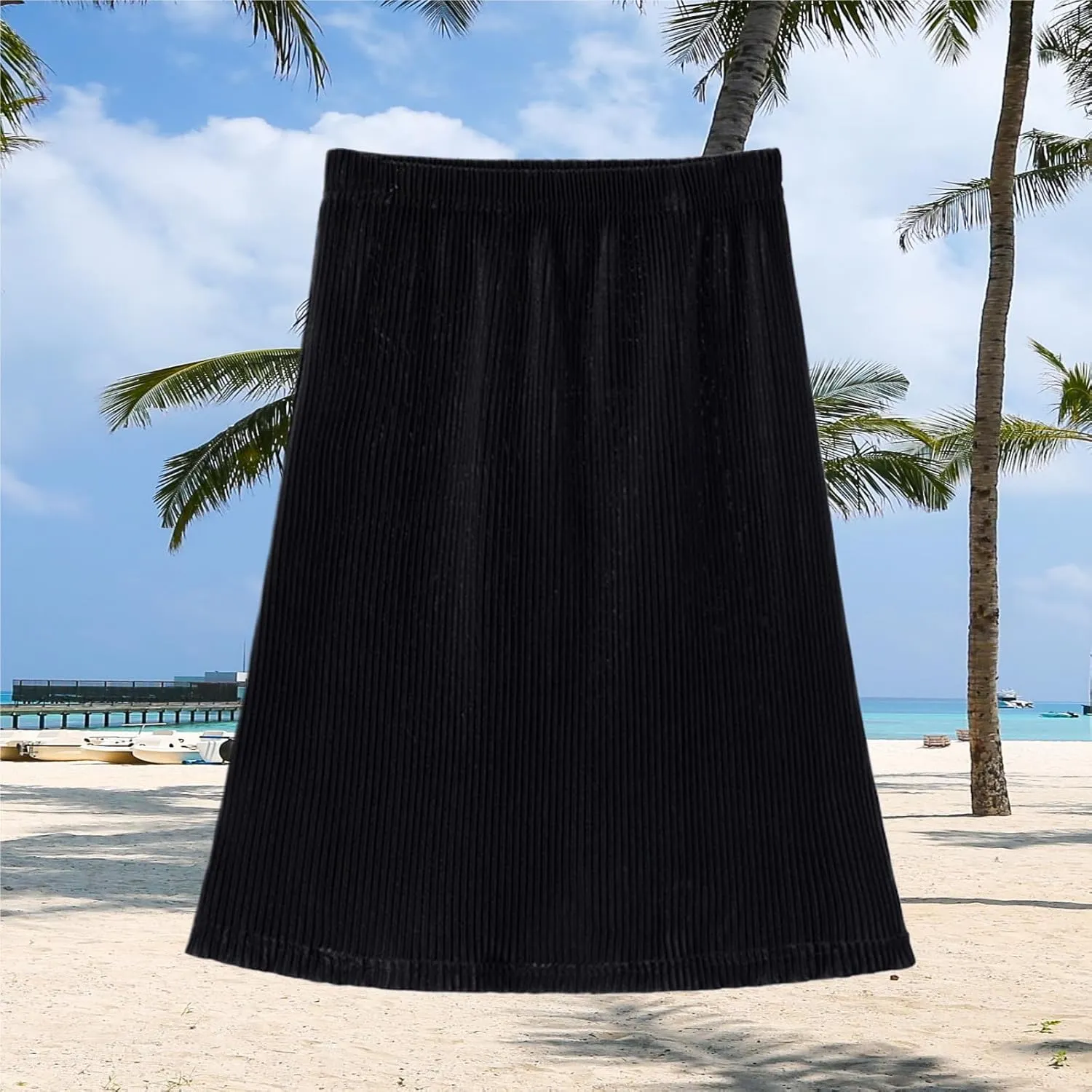 Girls Pleated Skirt Youth Little Kids Elastic High Waist Swing Midi Skirts Comfy Ice Silk Active Skirt 2-12T