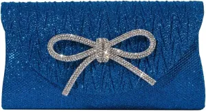 Glitter Clutch Bags for Women Bows Formal Handbag Satin Rhinestone Satchel Purse Wedding Party Prom Purse