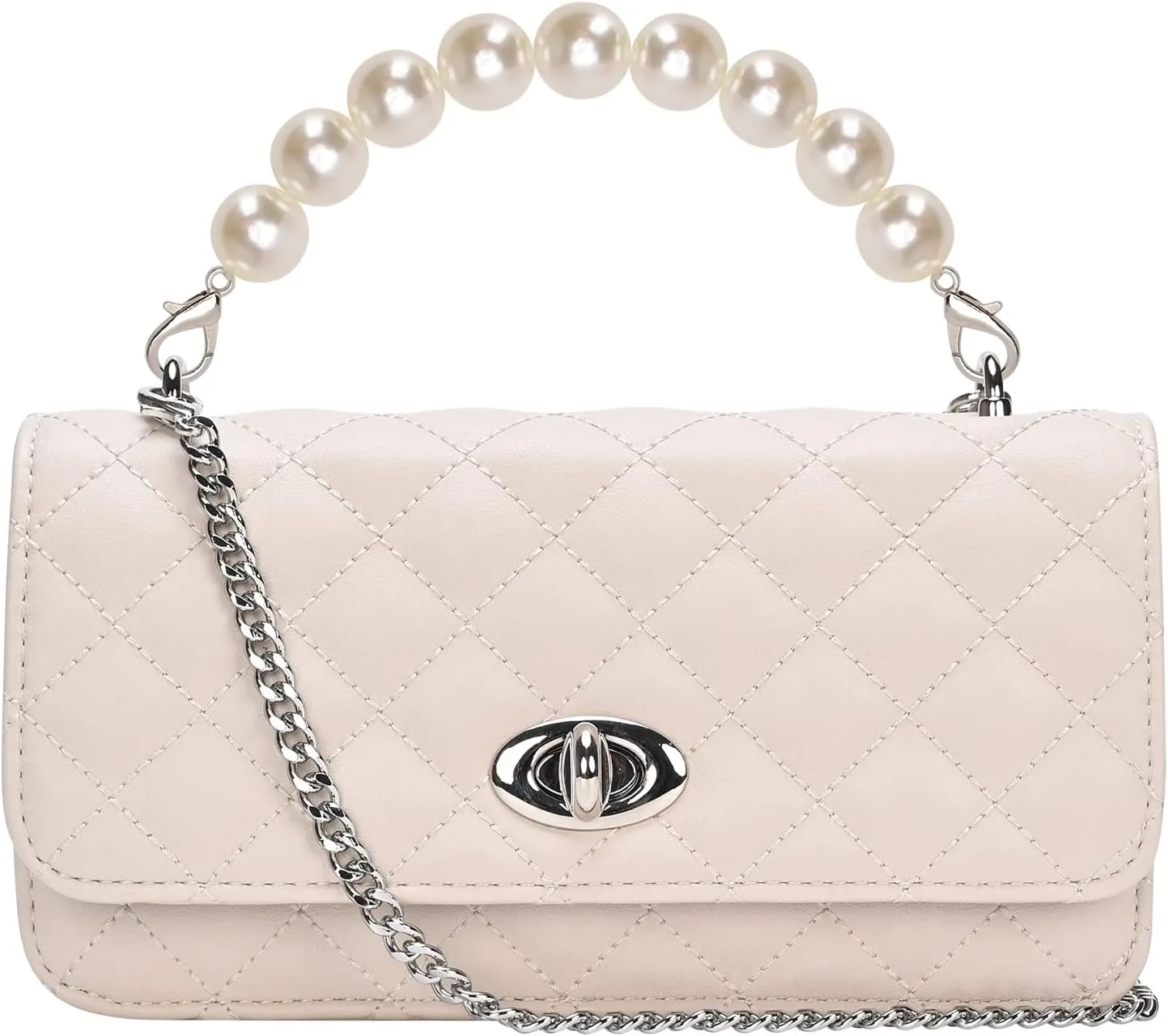 GM LIKKIE Clutch Purse for Women, Evening Envelope Quilted Wallet Bag, Crossbody Foldover Pearl Wedding Shoulder Handbag