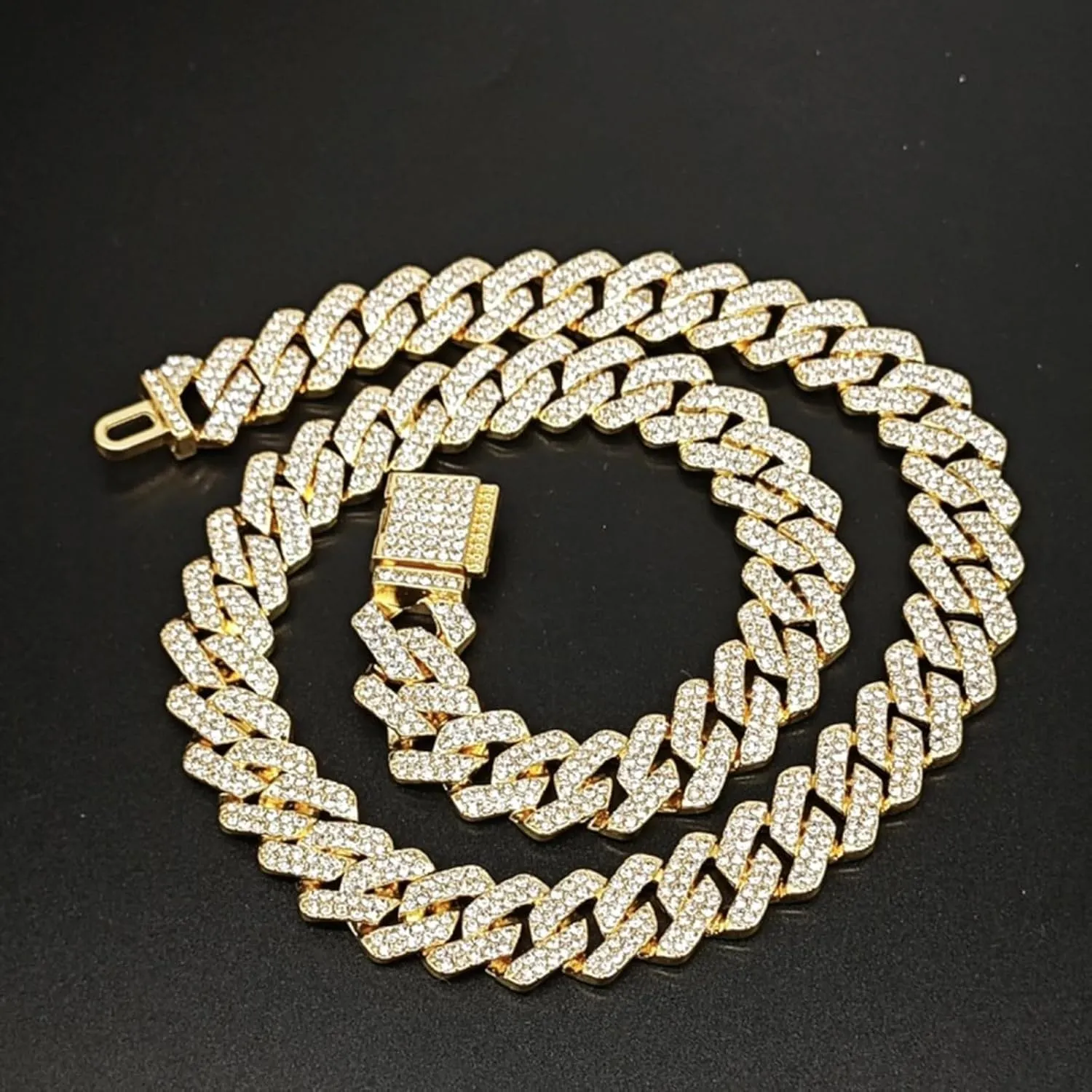 Gold Plated Cuban Link Chain for Women,Bling Diamond Cuban Choker Necklaces Accessories Jewelry Gift for Boyfriend Girlfriend