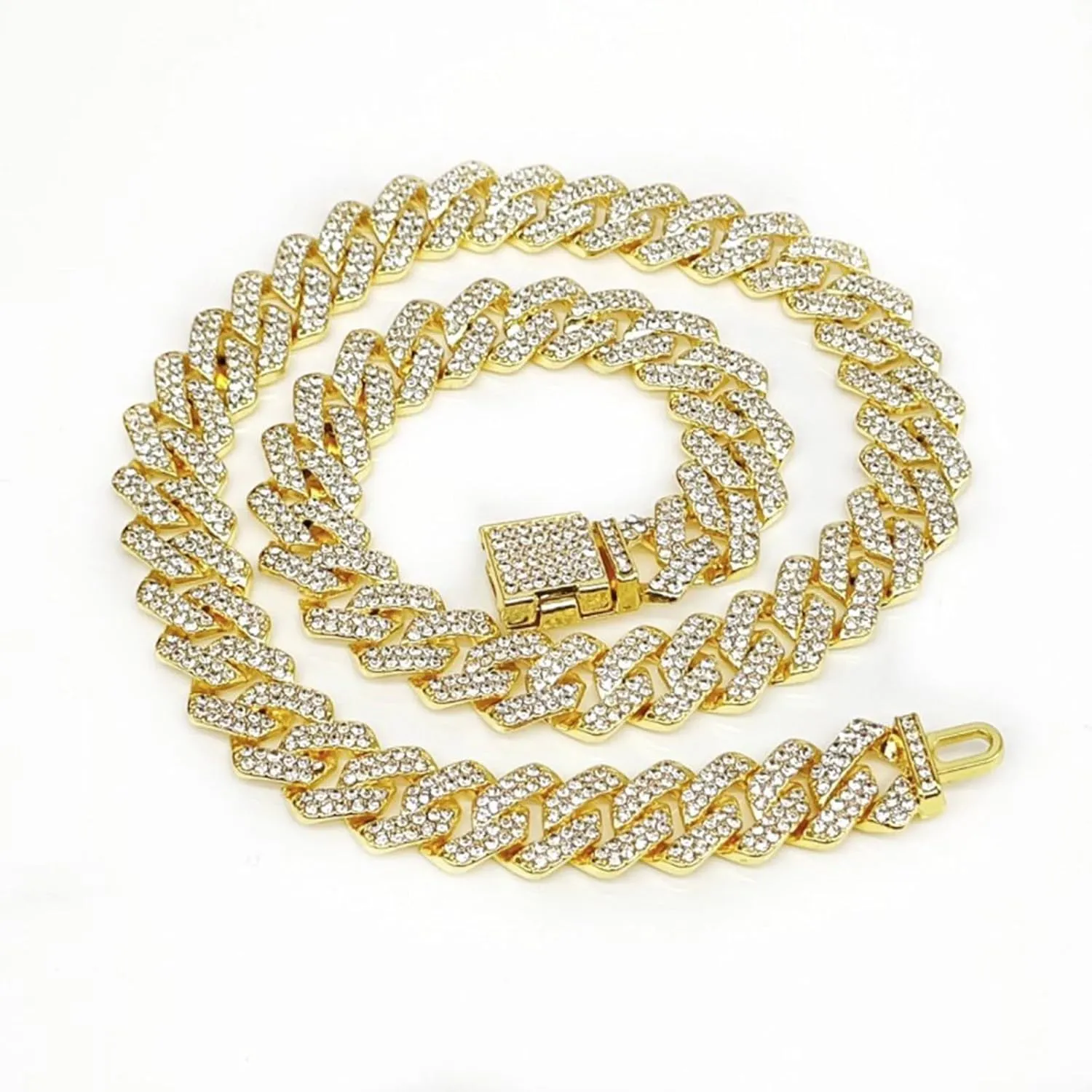 Gold Plated Cuban Link Chain for Women,Bling Diamond Cuban Choker Necklaces Accessories Jewelry Gift for Boyfriend Girlfriend