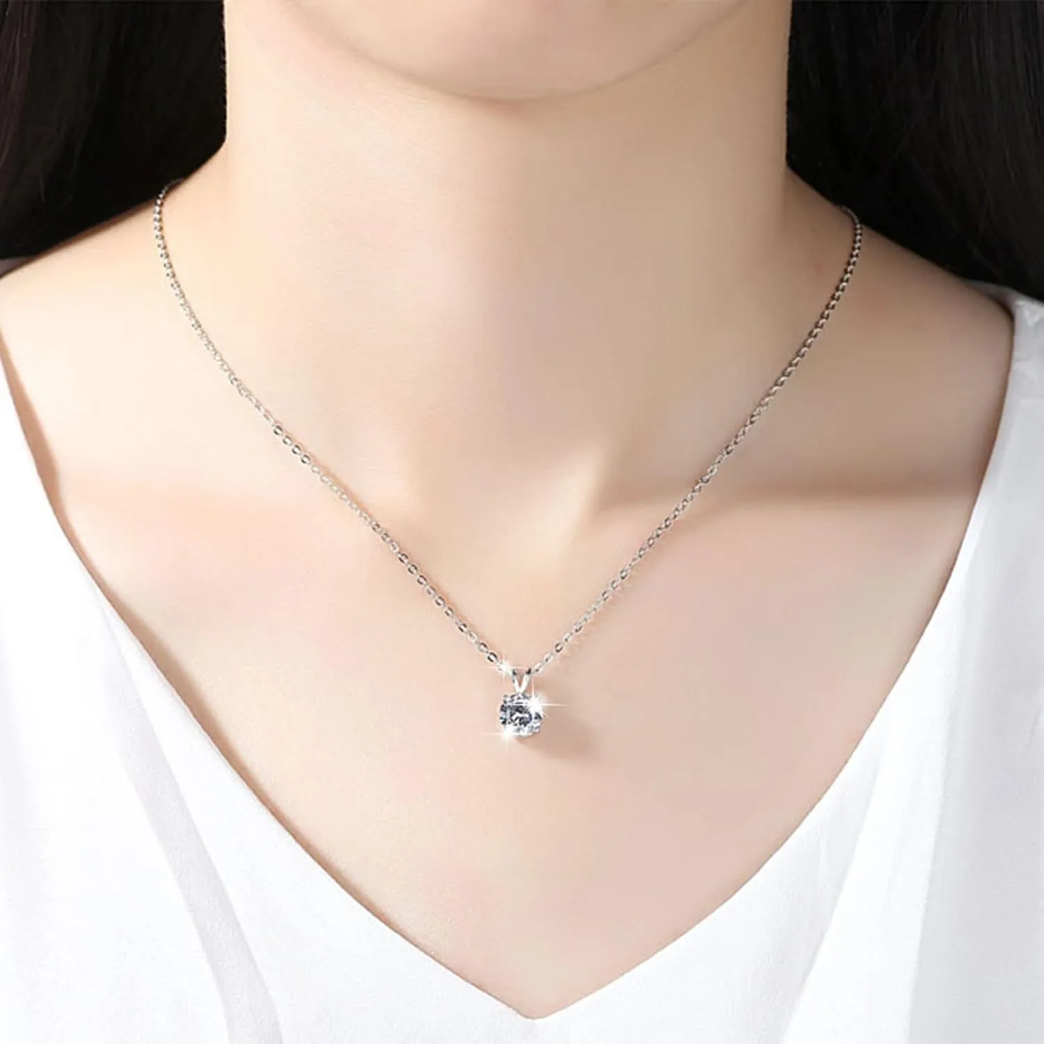 Gold Plated Cubic Zirconia Necklace for Women,925 Sterling Silver Pendant Chain Jewelry Gifts for Mothers Day Valentines Day