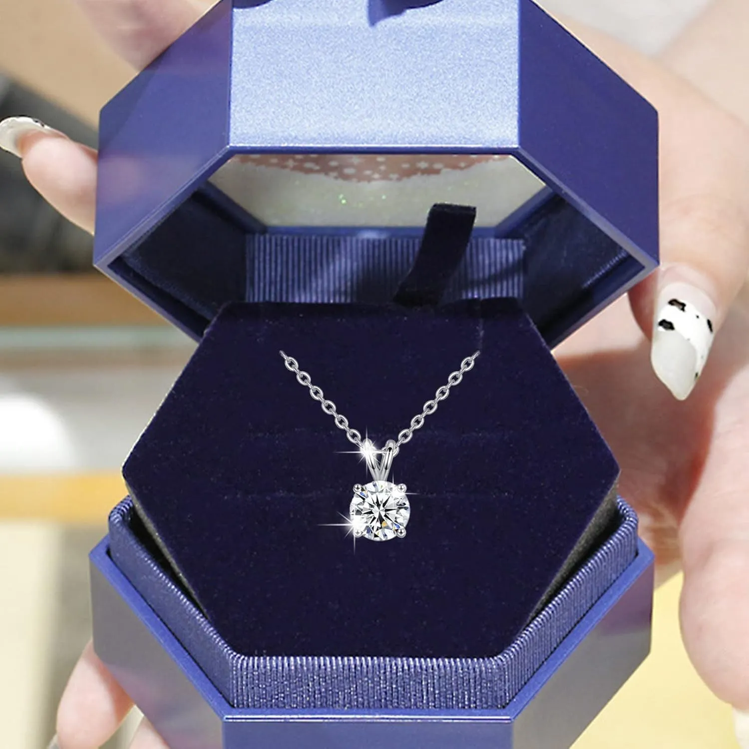 Gold Plated Cubic Zirconia Necklace for Women,925 Sterling Silver Pendant Chain Jewelry Gifts for Mothers Day Valentines Day