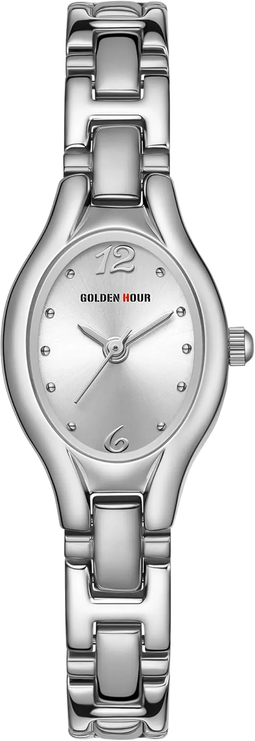 GOLDEN HOUR Gold Tone Vintage Women's Oval Case Bracelet Watch