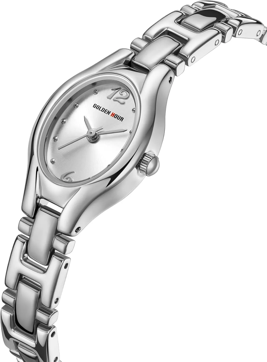 GOLDEN HOUR Gold Tone Vintage Women's Oval Case Bracelet Watch