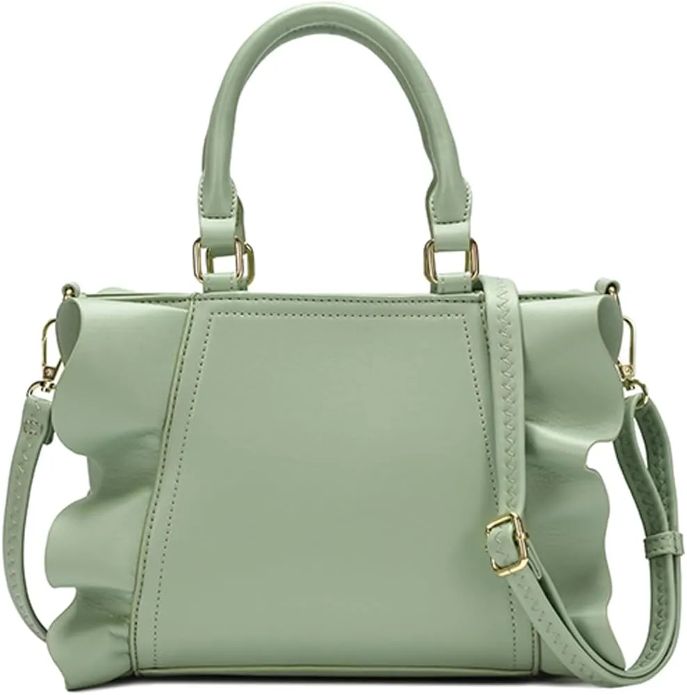 Handbags for Women Stylish Vegan Leather Satchel Bag Pleated Ruffle Tote Crossbody Bag Purse