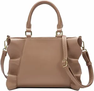 Handbags for Women Stylish Vegan Leather Satchel Bag Pleated Ruffle Tote Crossbody Bag Purse