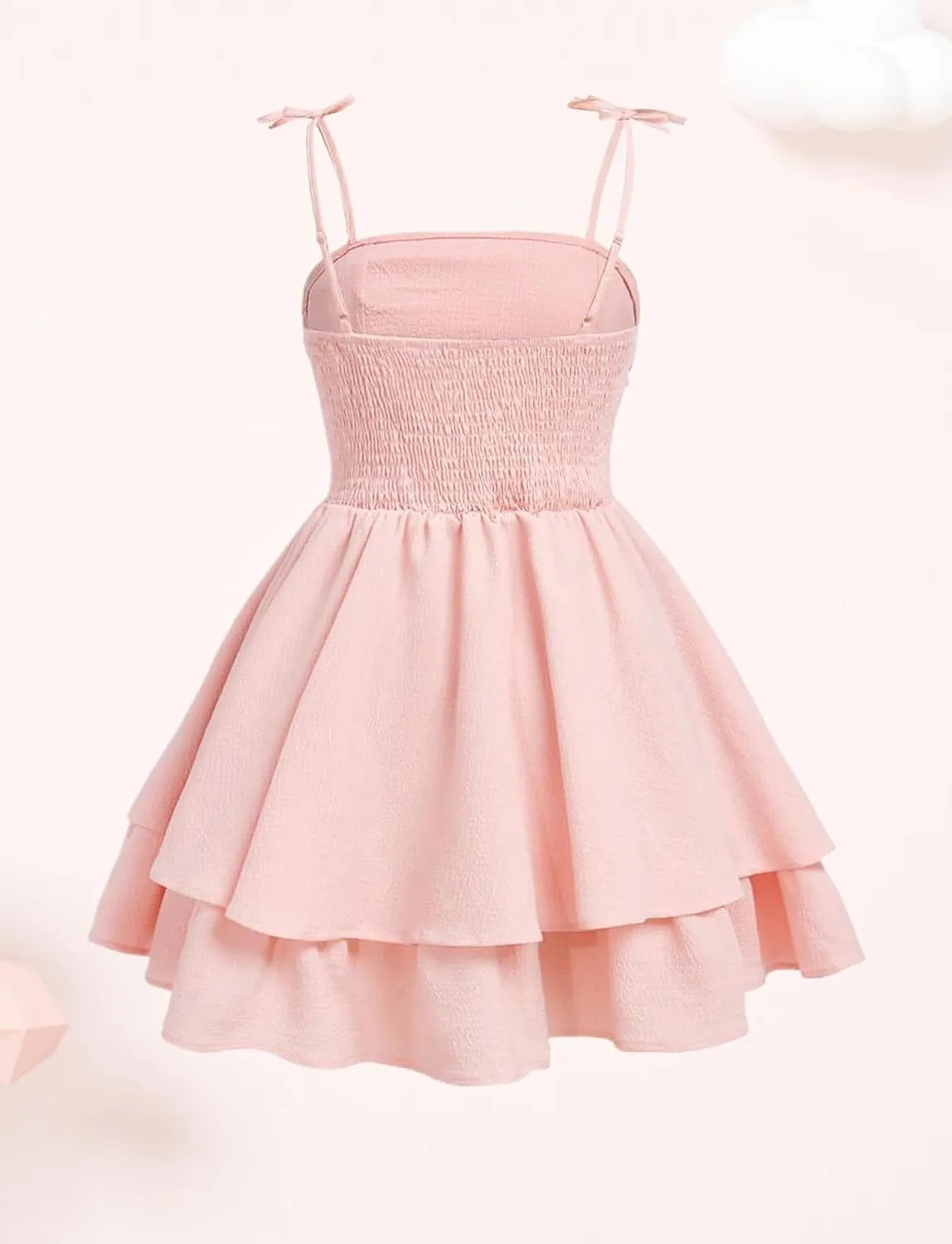 Happy Cherry Girls Dresses Summer Cute Clothes for Teens Casual Spaghetti Strap Swing Smocked A Line Beach Sundress 8-12Y