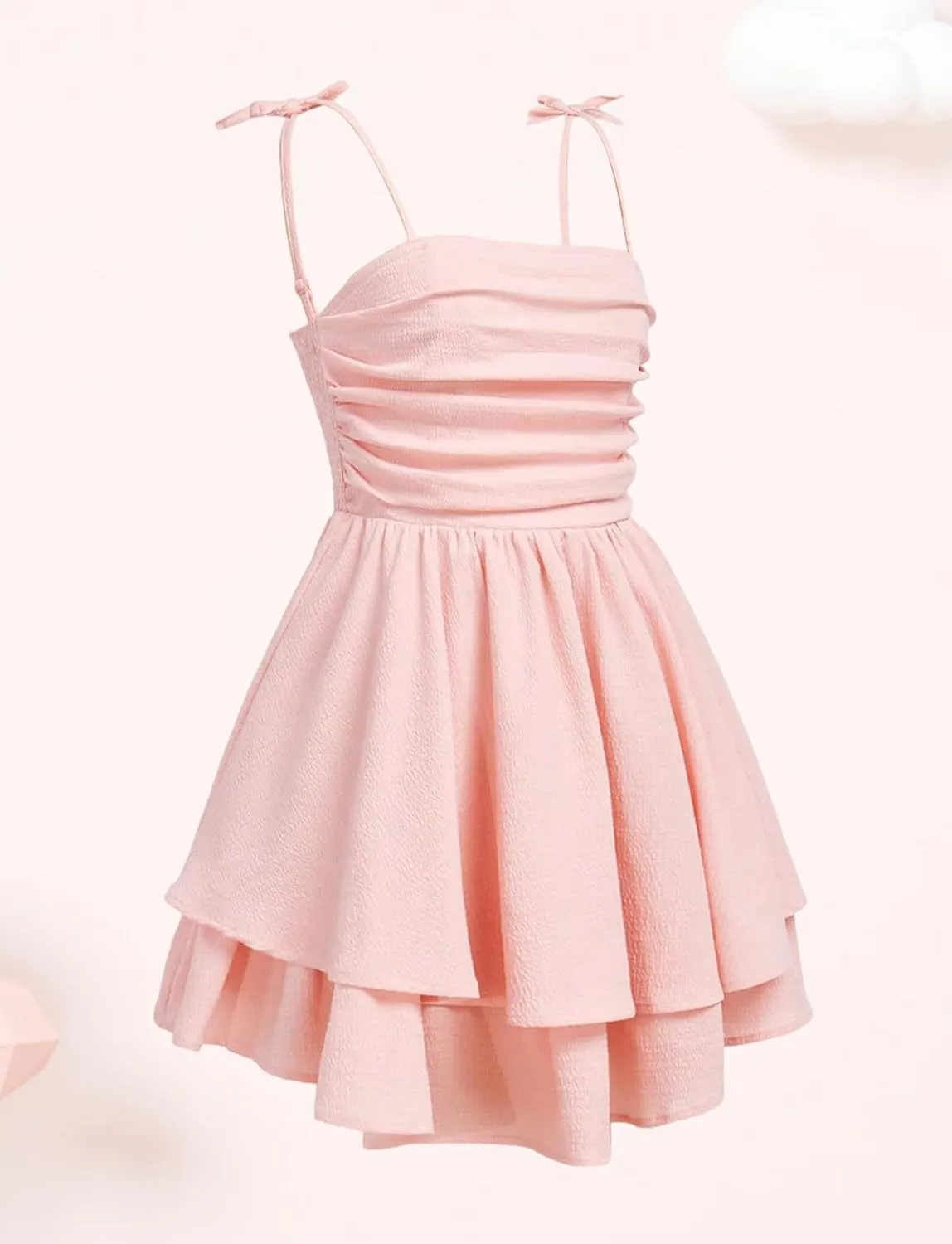 Happy Cherry Girls Dresses Summer Cute Clothes for Teens Casual Spaghetti Strap Swing Smocked A Line Beach Sundress 8-12Y