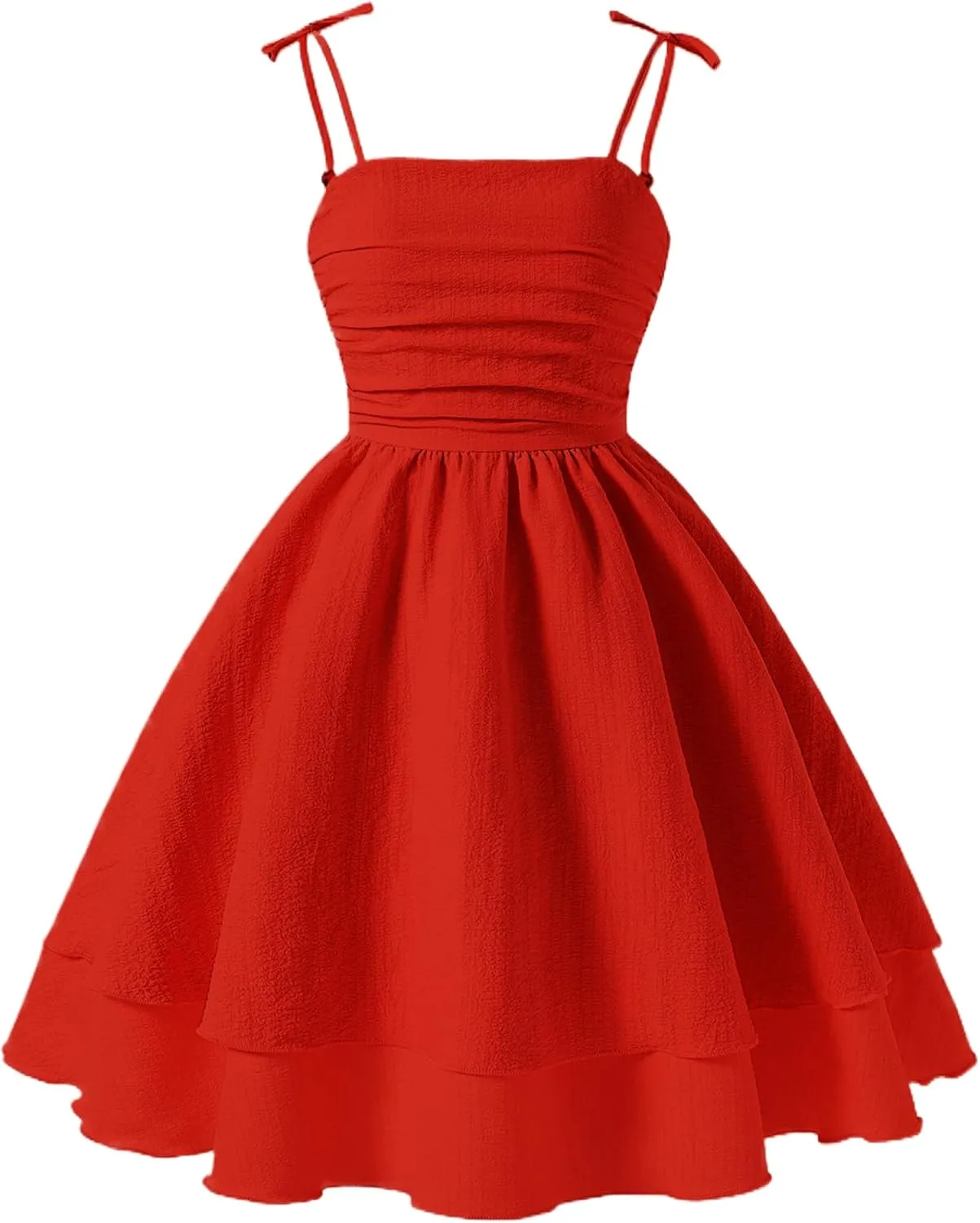 Happy Cherry Girls Dresses Summer Cute Clothes for Teens Casual Spaghetti Strap Swing Smocked A Line Beach Sundress 8-12Y