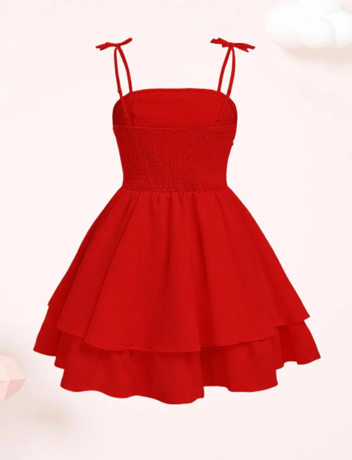 Happy Cherry Girls Dresses Summer Cute Clothes for Teens Casual Spaghetti Strap Swing Smocked A Line Beach Sundress 8-12Y