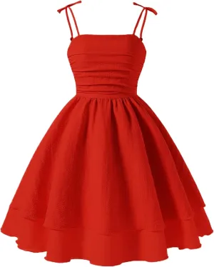 Happy Cherry Girls Dresses Summer Cute Clothes for Teens Casual Spaghetti Strap Swing Smocked A Line Beach Sundress 8-12Y