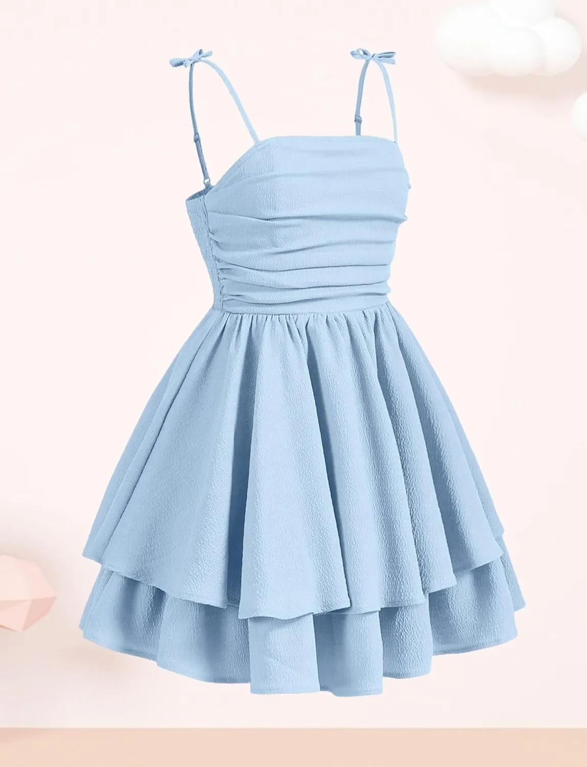 Happy Cherry Girls Dresses Summer Cute Clothes for Teens Casual Spaghetti Strap Swing Smocked A Line Beach Sundress 8-12Y