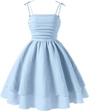 Happy Cherry Girls Dresses Summer Cute Clothes for Teens Casual Spaghetti Strap Swing Smocked A Line Beach Sundress 8-12Y