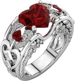 Heart Shape Birthstone Rings for Women Dainty Stackable Cubic Zircon Vintage Ring Engagement Wedding Promise Band