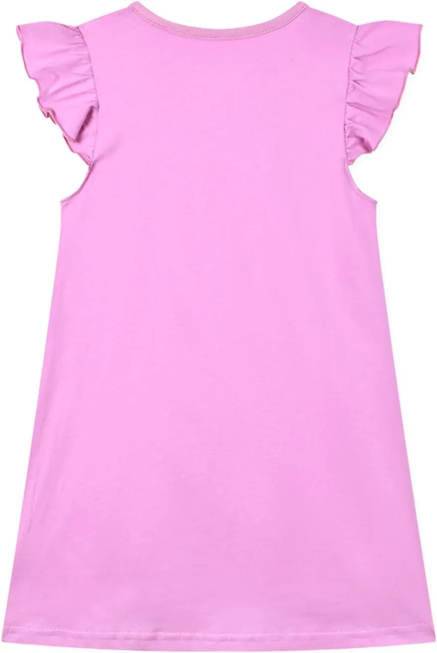 HILEELANG Toddler Girl Short Sleeve Dress Cotton Casual Spring Summer Easter Applique Playwear Dresse Size 2-8 Yeras