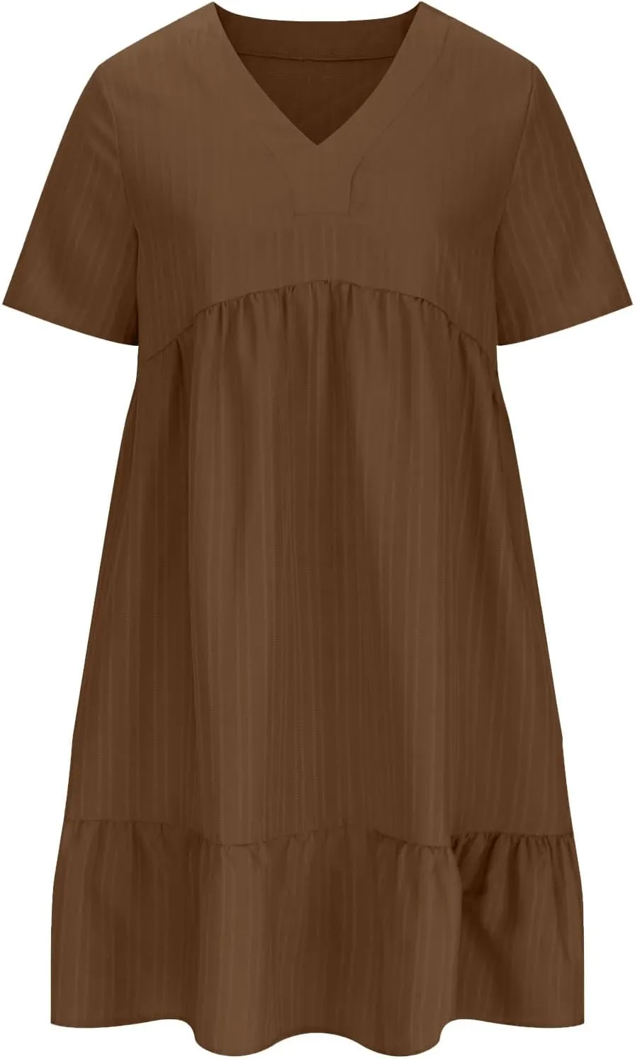 HJuyYuah Tiered A Line Knee Length Wedding Guest Midi Dress with Sleeves Casual Womens Flowy Summer Dresses for Women 2025