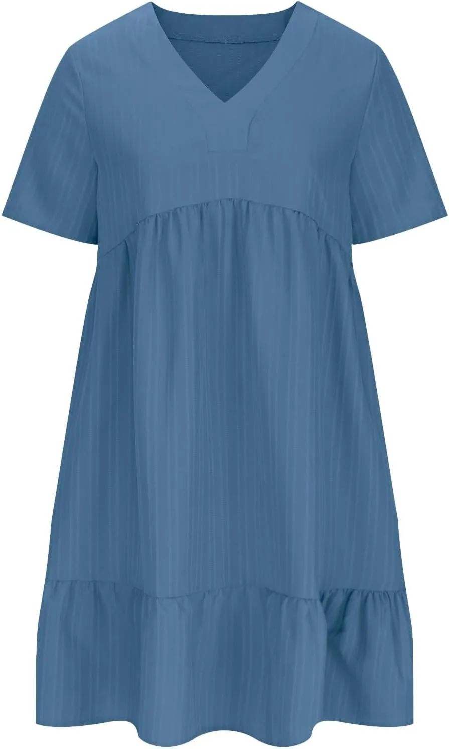 HJuyYuah Tiered A Line Knee Length Wedding Guest Midi Dress with Sleeves Casual Womens Flowy Summer Dresses for Women 2025