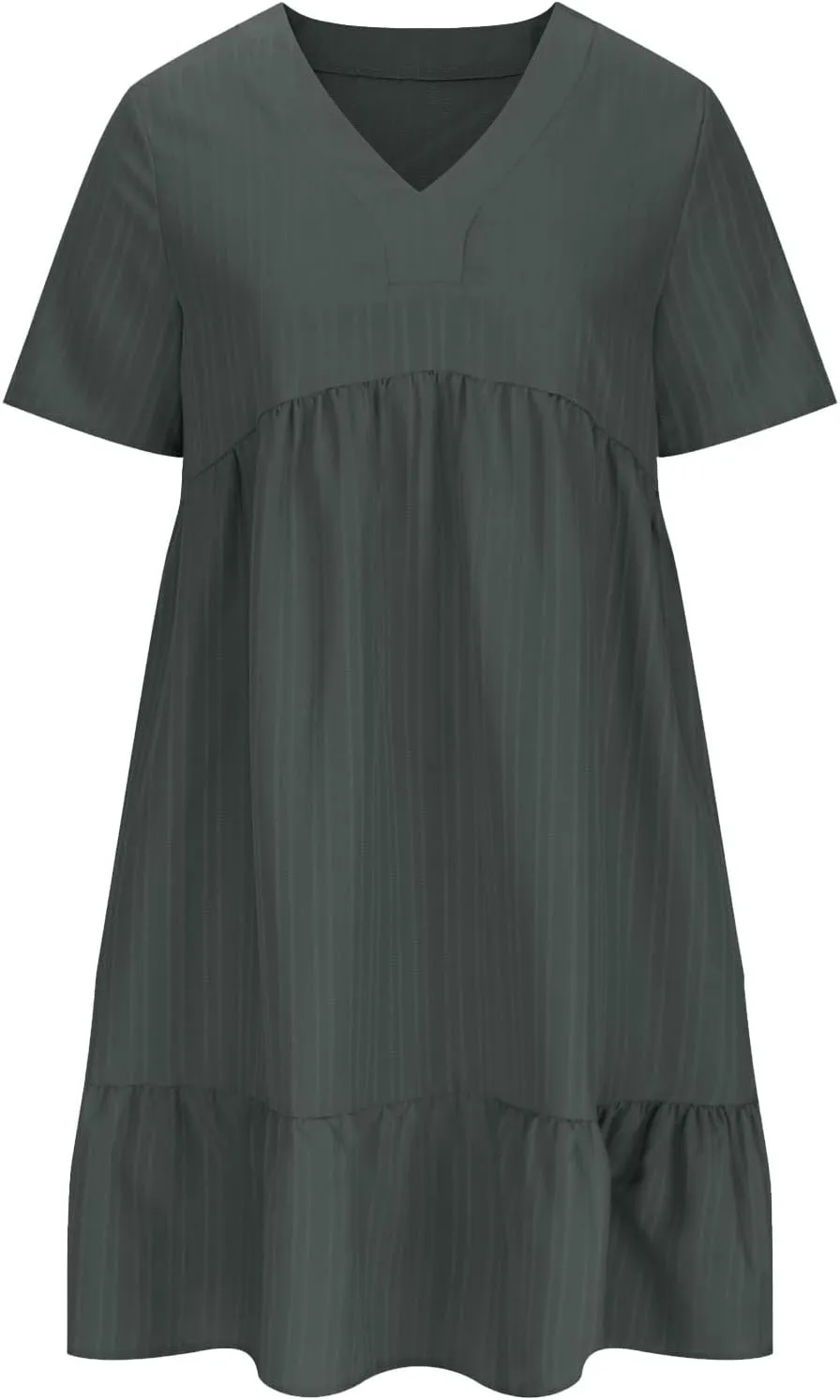 HJuyYuah Tiered A Line Knee Length Wedding Guest Midi Dress with Sleeves Casual Womens Flowy Summer Dresses for Women 2025