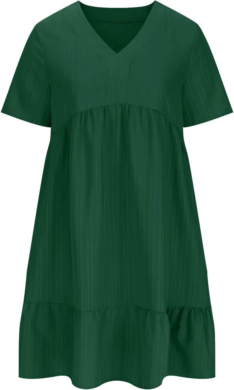 HJuyYuah Tiered A Line Knee Length Wedding Guest Midi Dress with Sleeves Casual Womens Flowy Summer Dresses for Women 2025