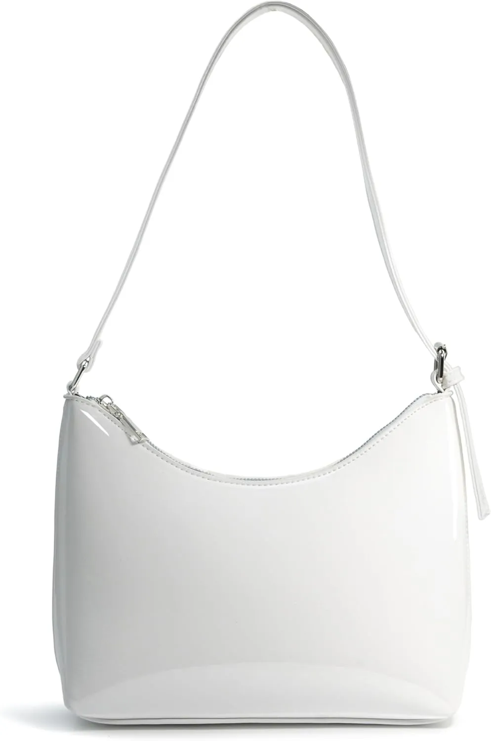 HOXIS Minimalist Faux Patent Leather Shoulder Bag Shiny Women Purse Y2K Style