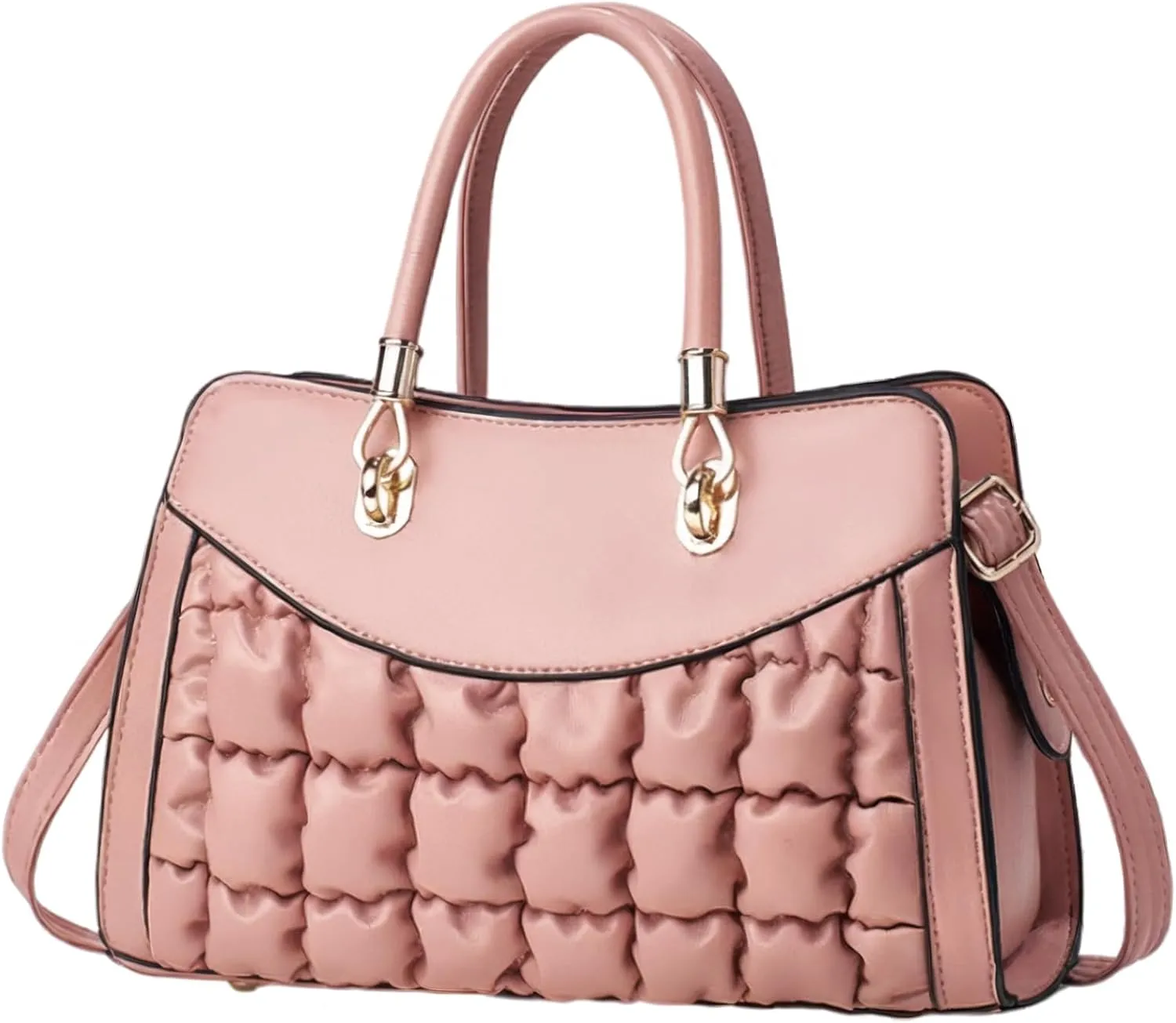 I IHAYNER Quilted Puffy Purses and Handbags for Women Top Handle Satchel Shoulder Bags with Compartments