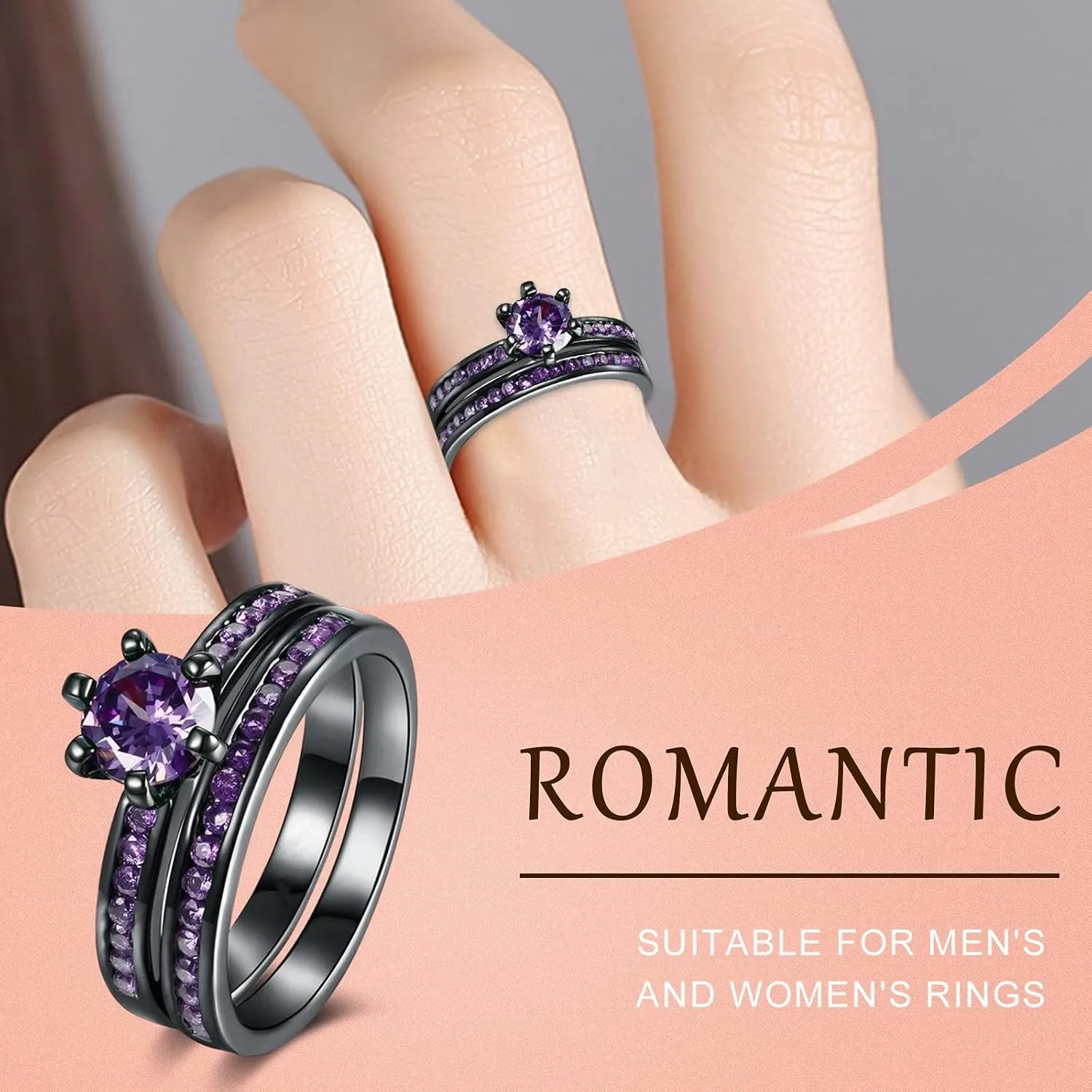 Jewelry Ring for Women 2PC Stackable Rings for Women - 925 Sterling Silver Engagement Knuckle Wedding Promise Rings Gifts