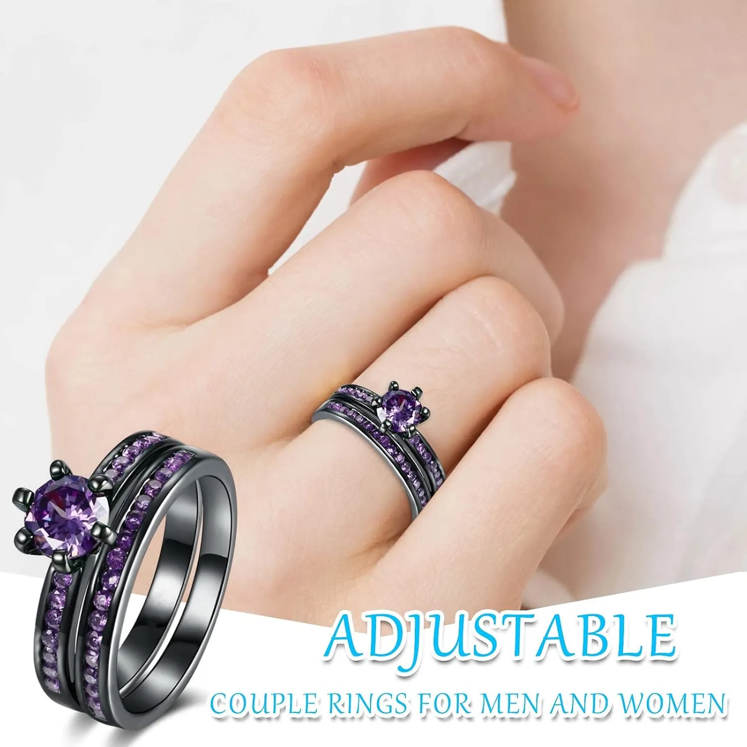 Jewelry Ring for Women 2PC Stackable Rings for Women - 925 Sterling Silver Engagement Knuckle Wedding Promise Rings Gifts