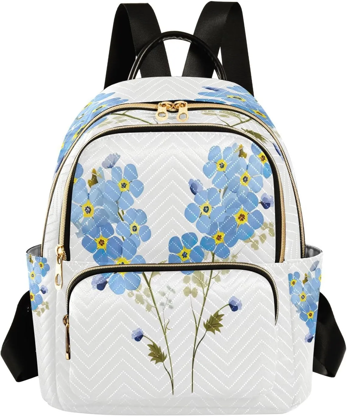 Joko Ivery Blue Flowers Floral Mini Backpack for Women Small Backpack Purse for Girls Quilted Daypack for Work Daily Travel Laptop Fashion Back Pack Shoulder Purses Bags for Teens College Bookbag