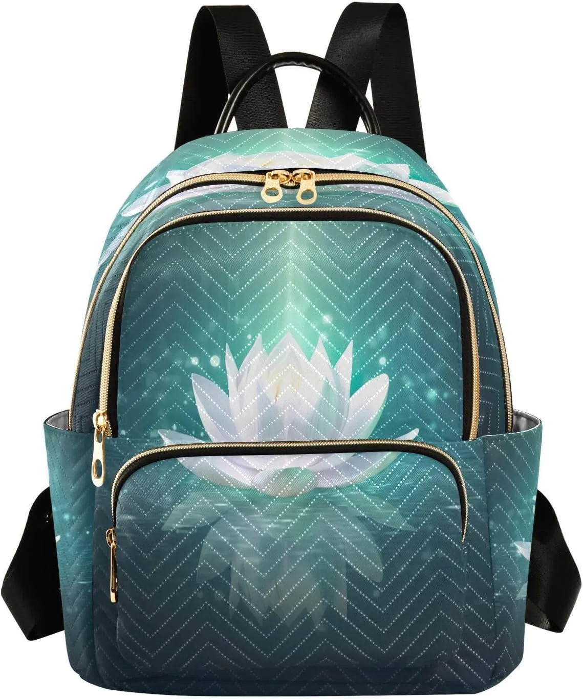 Joko Ivery Flower Lotus Mini Backpack for Women Small Backpack Purse for Girls Quilted Daypack for Travel Daily Work Laptop Fashion Back Pack Shoulder Purses Bags for Teens College Bookbag