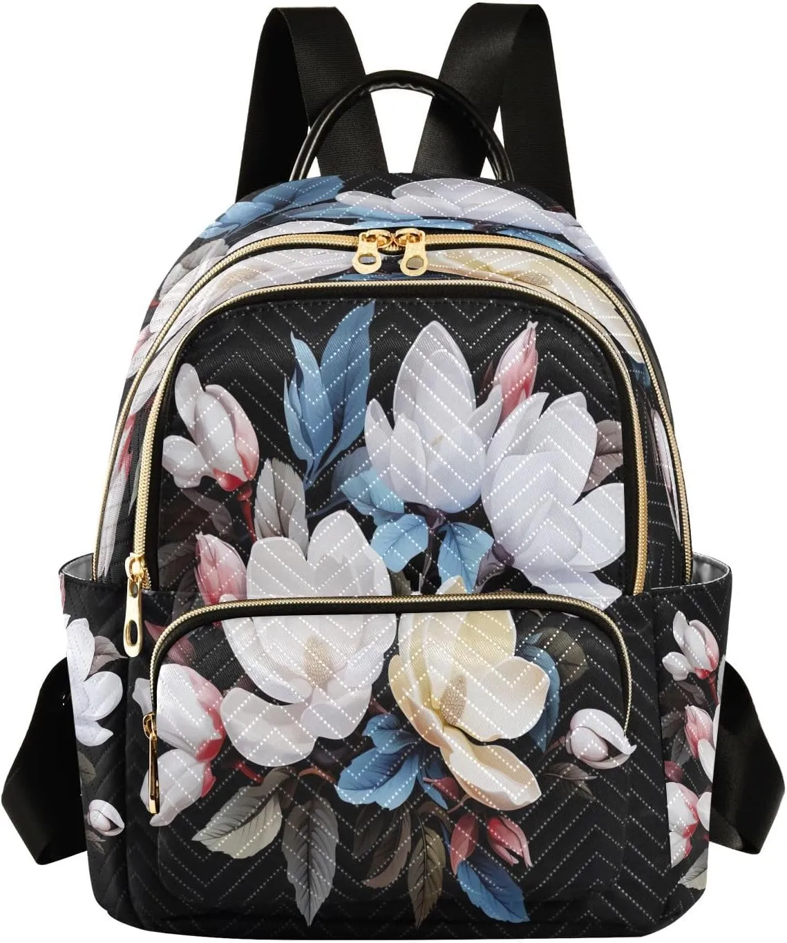 Joko Ivery Magnolia Flower Mini Backpack for Women Small Backpack Purse for Girls Quilted Daypack for Travel Daily Work Laptop Fashion Shoulder Purses Bags Back Pack for Teens College Bookbag