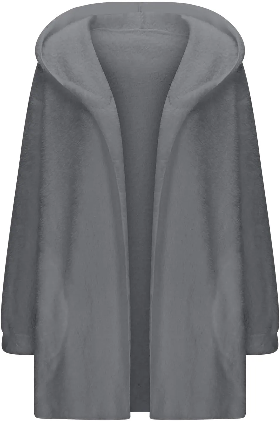 jovati Womens Winter Long Sleeve Solid Fuzzy Fleece Open Front Hooded Cardigans Jacket Coats Outerwear with Pocket 2024
