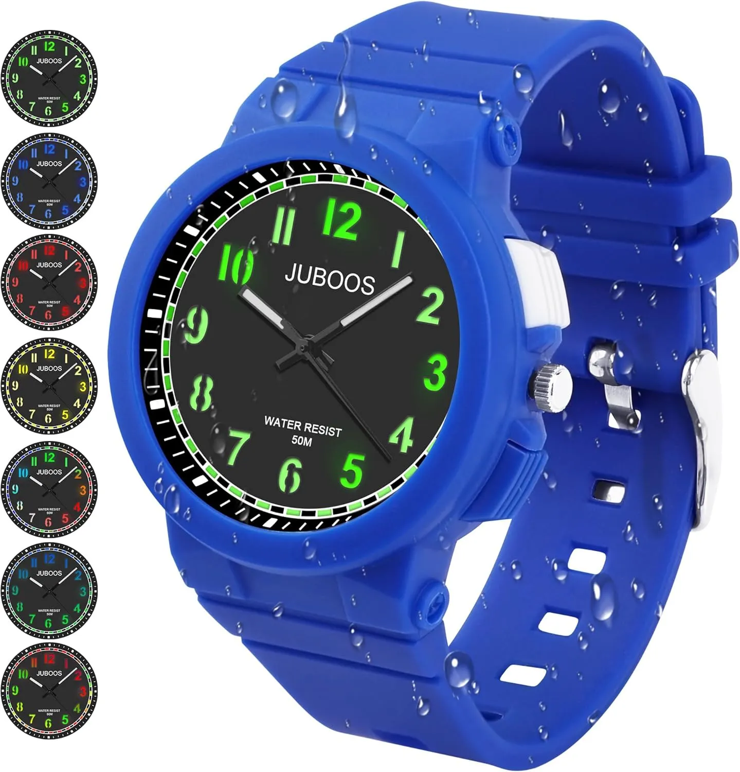 Juboos Kid's Analog Watch for Boys and Girls, Outdoor Sports 5 ATM/50 M Waterproof Childrens Watch with Light, Easy-to-Read Time Teaching Large Dial