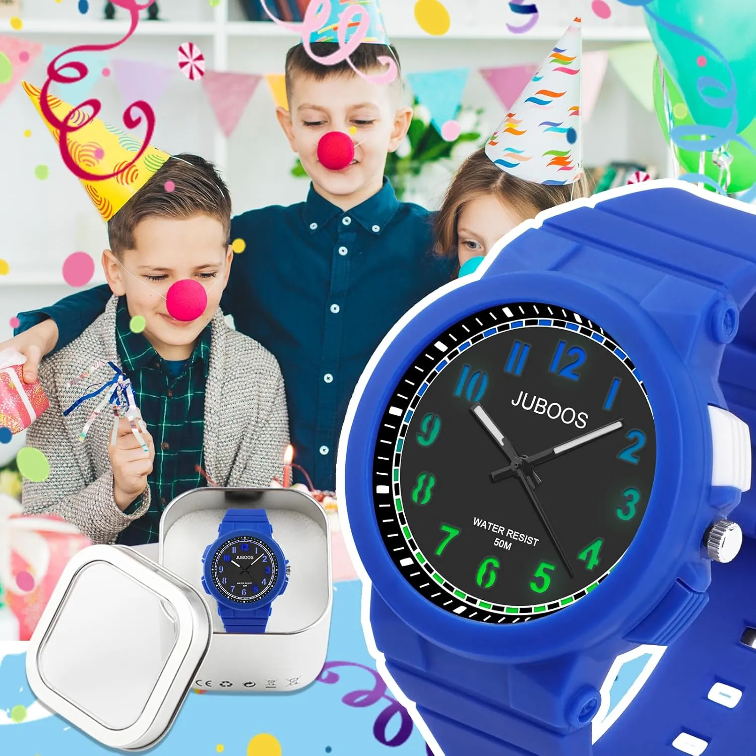 Juboos Kid's Analog Watch for Boys and Girls, Outdoor Sports 5 ATM/50 M Waterproof Childrens Watch with Light, Easy-to-Read Time Teaching Large Dial