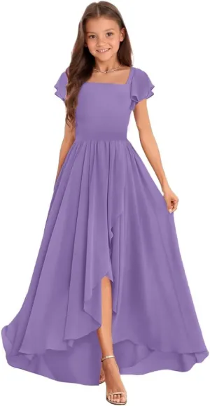 Junior Bridesmaid Dresses Chiffon Junior Dresses for Teen Girls A Line Pageant Dresses for Girls
